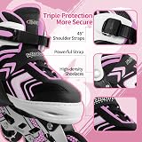 Nattork Adjustable Inline Skates for Girls Pink Size 10-13 with LED Wheels view 2