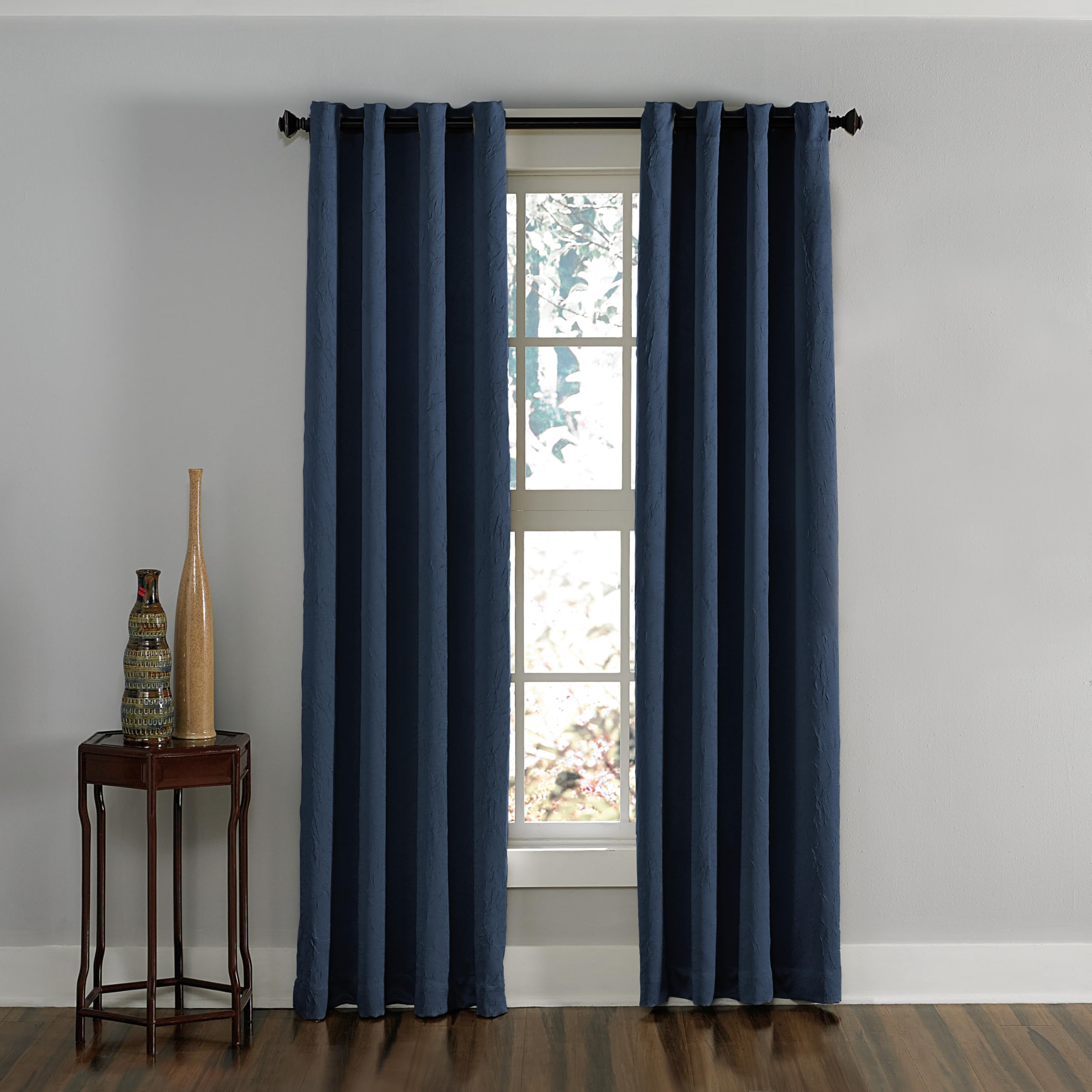Curtainworks Grommet Curtain Panel, Polyester, Navy, 50" W x 84" L (Pack of 1)