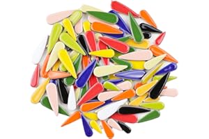 BUENOARTE 454g Petal Ceramic Mosaic Tiles for Crafts Art, Water Drop Flower Tiles Irregular Ceramic Tiles Bulk, 0.4 inch Square Glazed Porcelain for DIY Mosaic Craft Supplies (Water Drop)