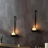 Aimto Wall Sconce Candle Holder Metal Hanging Wall Decorations for Home,Living Room, Bathroom, Dining Room, Set of 2（Black