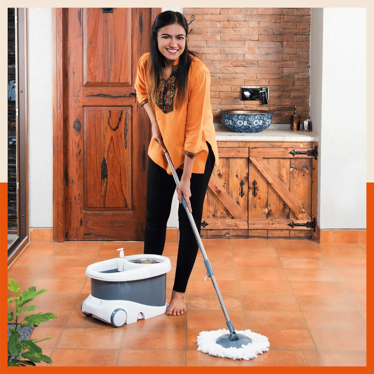 Clean Your Floors Like a Pro with the Best Spin Mop in India 10 Bathla Ultra Clean Plus Spin Mop Bucket with Wheels