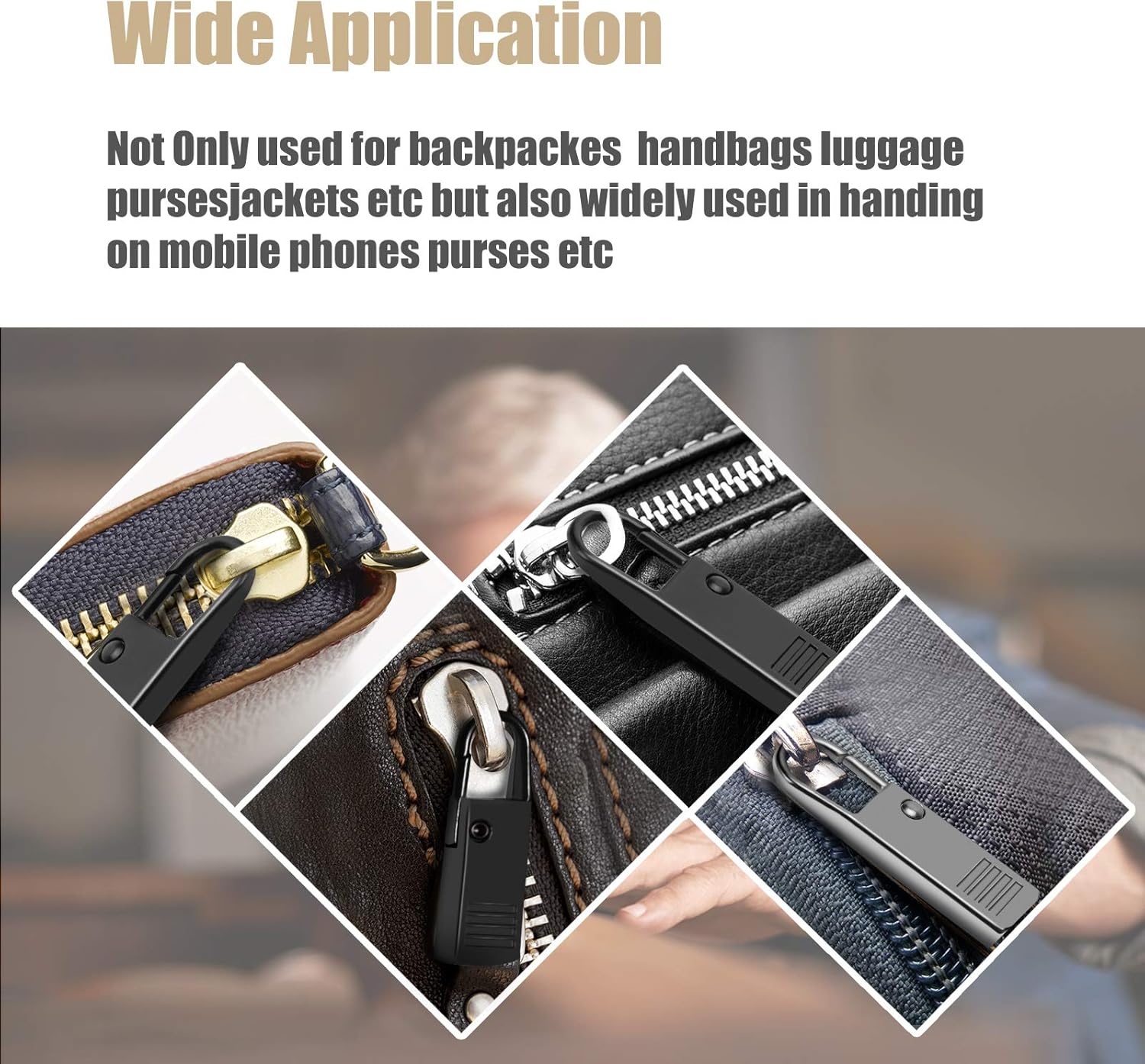 Premium Zipper Pull Replacement, 6Pcs Luggage Zipper Pulls Extender, Strong Metal Zippers Handle Mend Fixer, Zipper Tags Cord Pulls for Suitcases Backpack Jacket Coat Boots