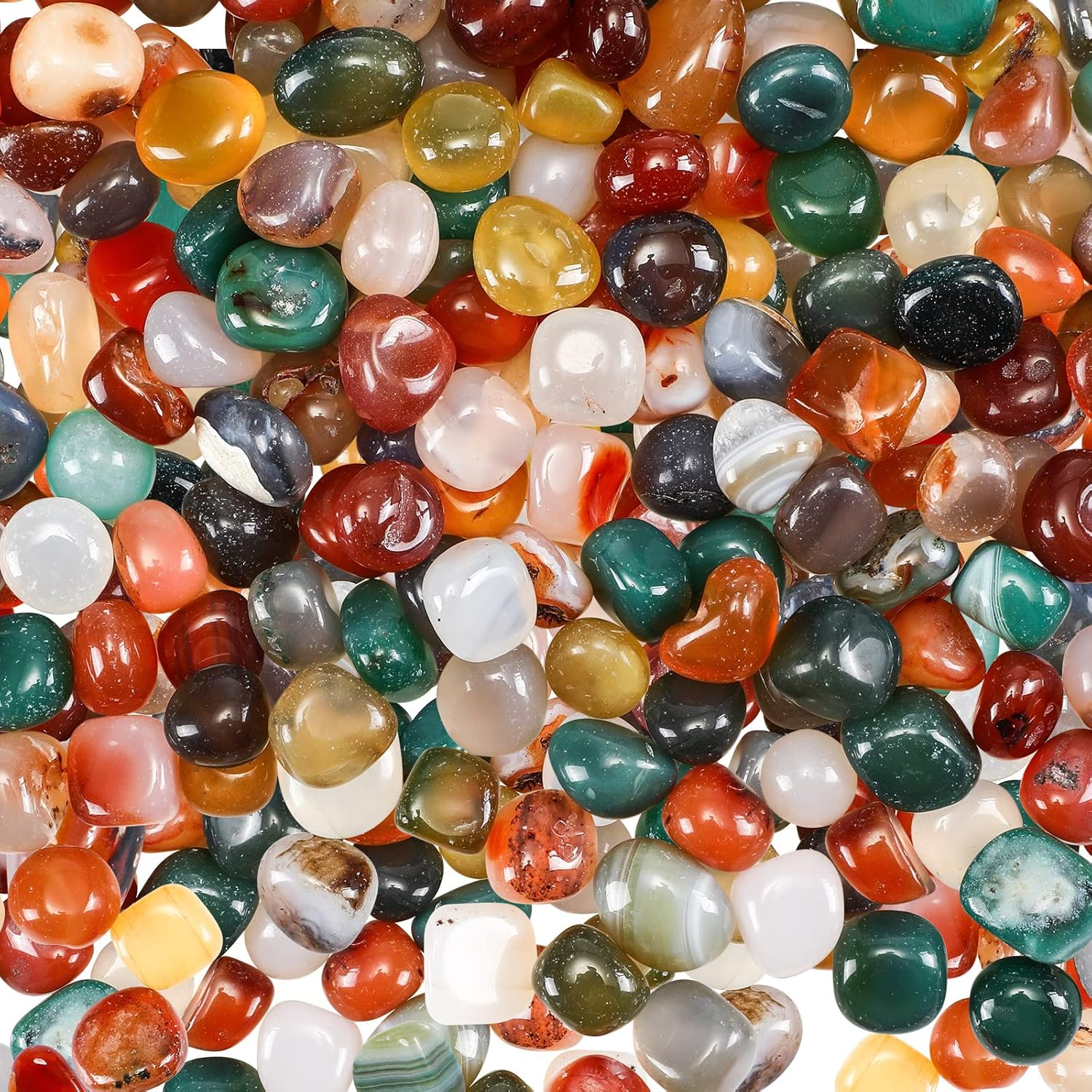 Indoor Fountains & Accessories - Nuogo 6lb Tumbled Polished Stones and Crystals Random Assortment of Polished High Energy Reiki Crystals for Vase Filler Reiki Yoga Energy Beginners Craft Home Decor Size 10-15 mm