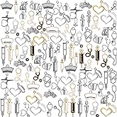 Junkin 108 Pieces Nurse Theme Charms Antique Stethoscope Syringe Medical Alloy Charms Nurse Pins Jewelry Medical Pendant for Multipurpose DIY Necklace Bracelet Earrings Craft Making Accessories