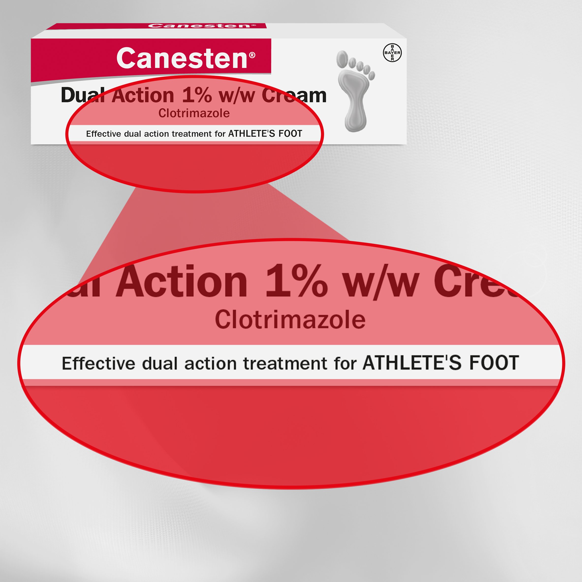 Canesten Athletes Foot Cream, Dual Action, Clotrimazole, Antifungal