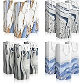 Upscale Marble Design Wine Bottle Bags - 12 PC Tall Gift Bags