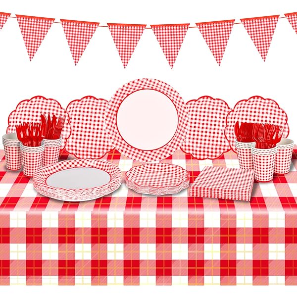 175 Pcs Sage Green Gingham Paper Plates And Napkins Party Supplies - Sage Green And White Checkered Plates Scalloped Plaid Plate For Birthday Dinner Picnic BBQ Party Decorations, Serve 25 Guests