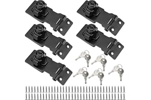 MUKLEI 5 PCS 2.5 Inch Keyed Hasp Locks, Twist Knob Keyed Locking Hasp with Keys and Screws, Metal Safety Hasp Latches Cabinet