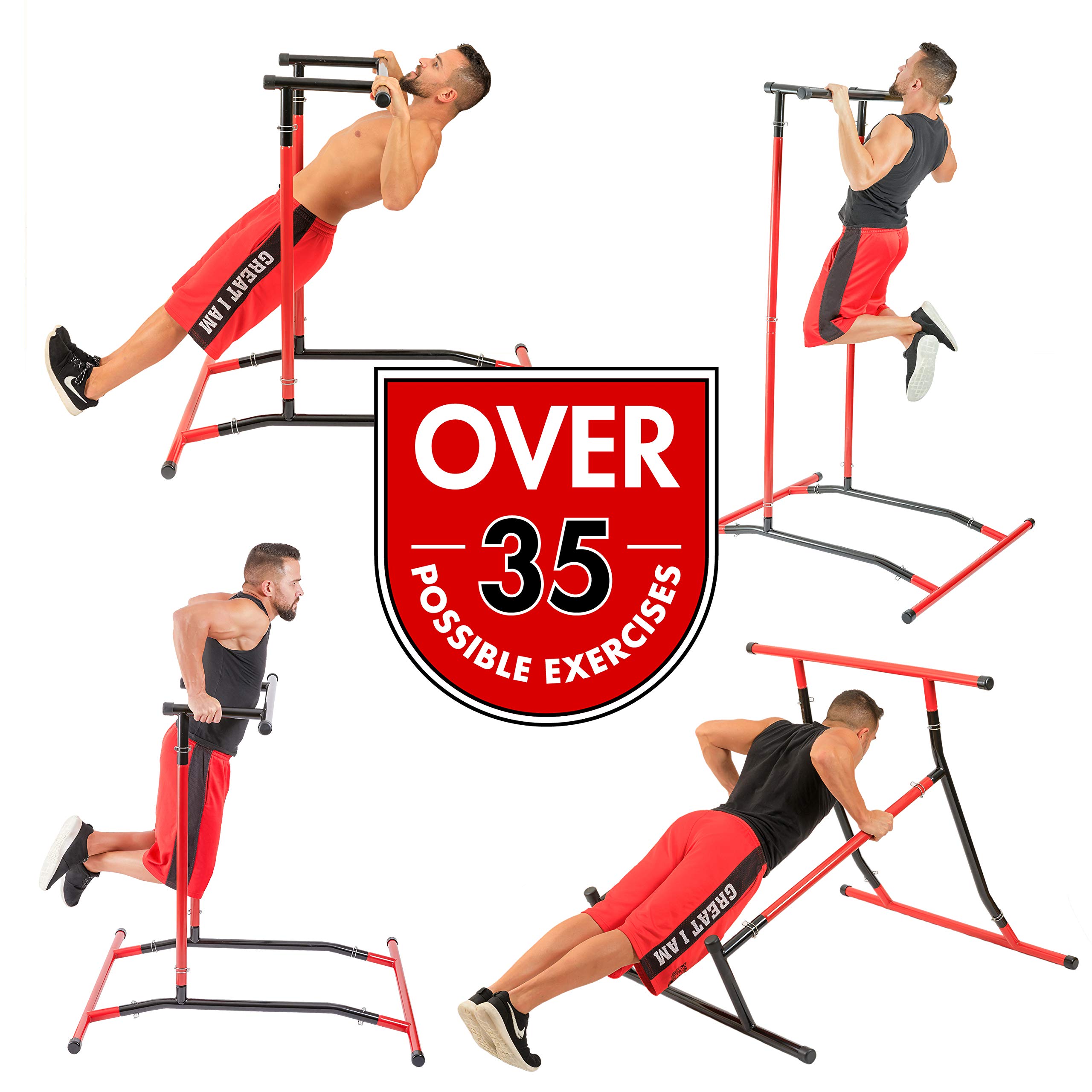 GoBeast Pull Up Bar Free Standing Dip Station, Portable Power Tower
