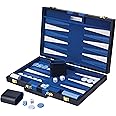 Get The Games Out Top Backgammon Set - Classic Board Game Case 15" Medium Size - Best Strategy & Tip Guide - Available in Small, Medium and Large Sizes (Blue, Medium)
