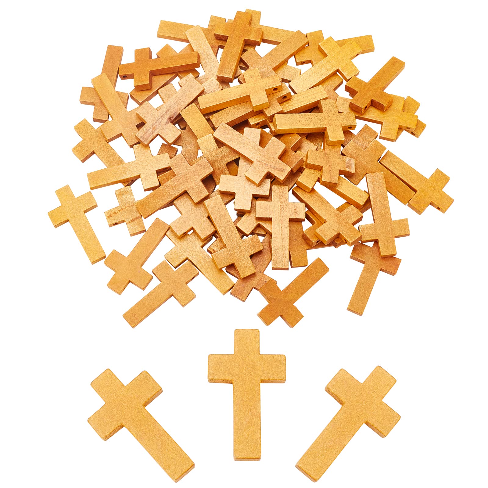 SUNNYCLUE 60Pcs Easter Wooden Crosses Bulk Wood Cross Pendants Natural Wooden Small Cross Charms Pendants for Party Favors Necklace Jewelry Making DIY Craft Handmade Accessories, Chocolate — image 1