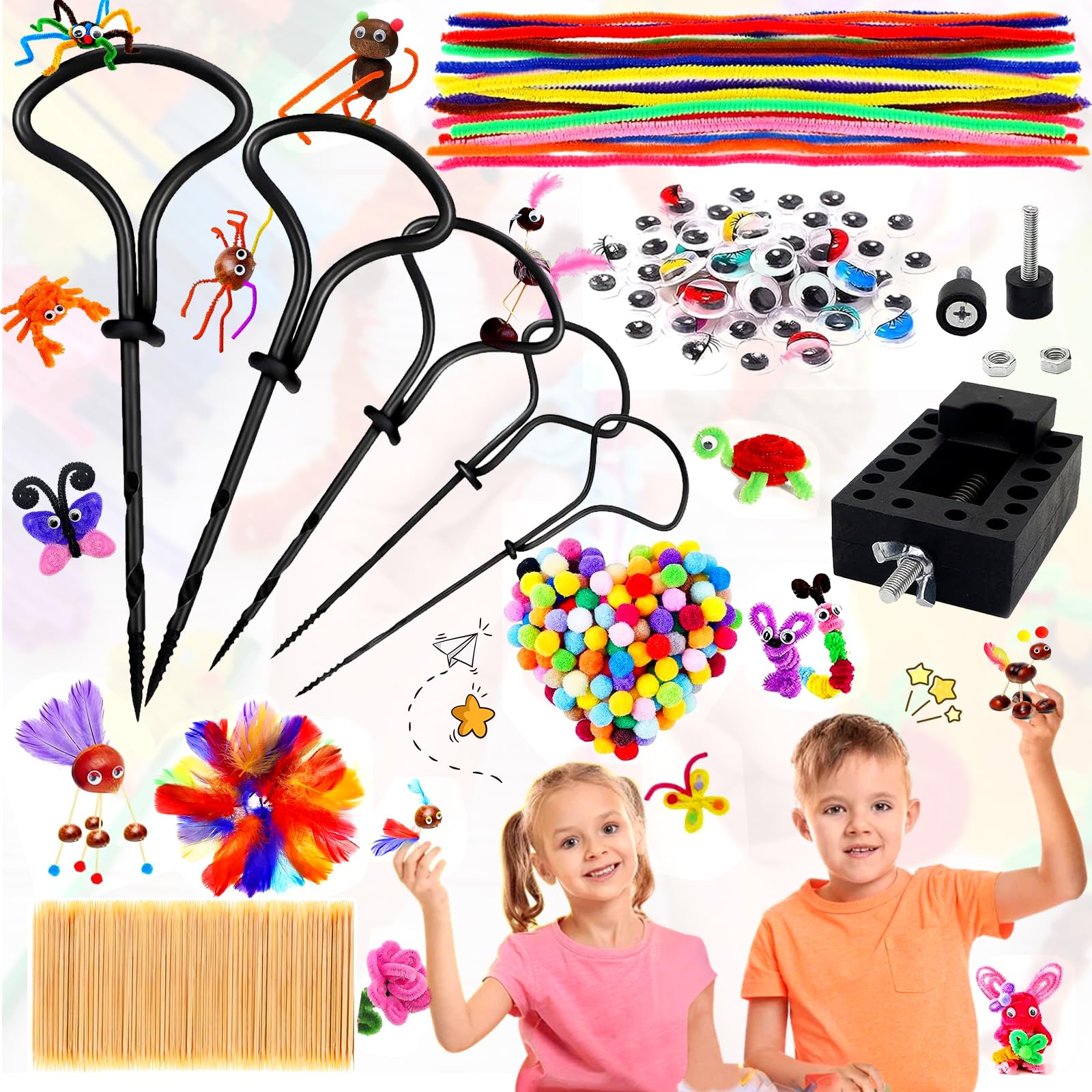 dcas 276-Piece Chestnut Drill Set, Chestnut Crafts, Chestnut Craft Set for Children, Drill Chestnut Craft Set, with Chestnut Holder, Autumn Crafts, Children's Chestnut Set, Crafts with Chestnuts