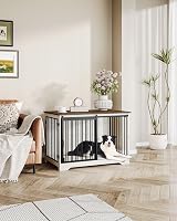 Hzuaneri Dog Crate Furniture 100 cm Double Door Barn Door White Brown DFC02314B view 8
