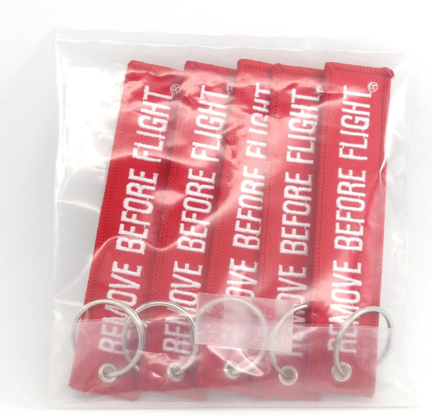 Remove Before Flight Key Chain - 5 Pack Red with White Letters - Rotary13B1: Automotive