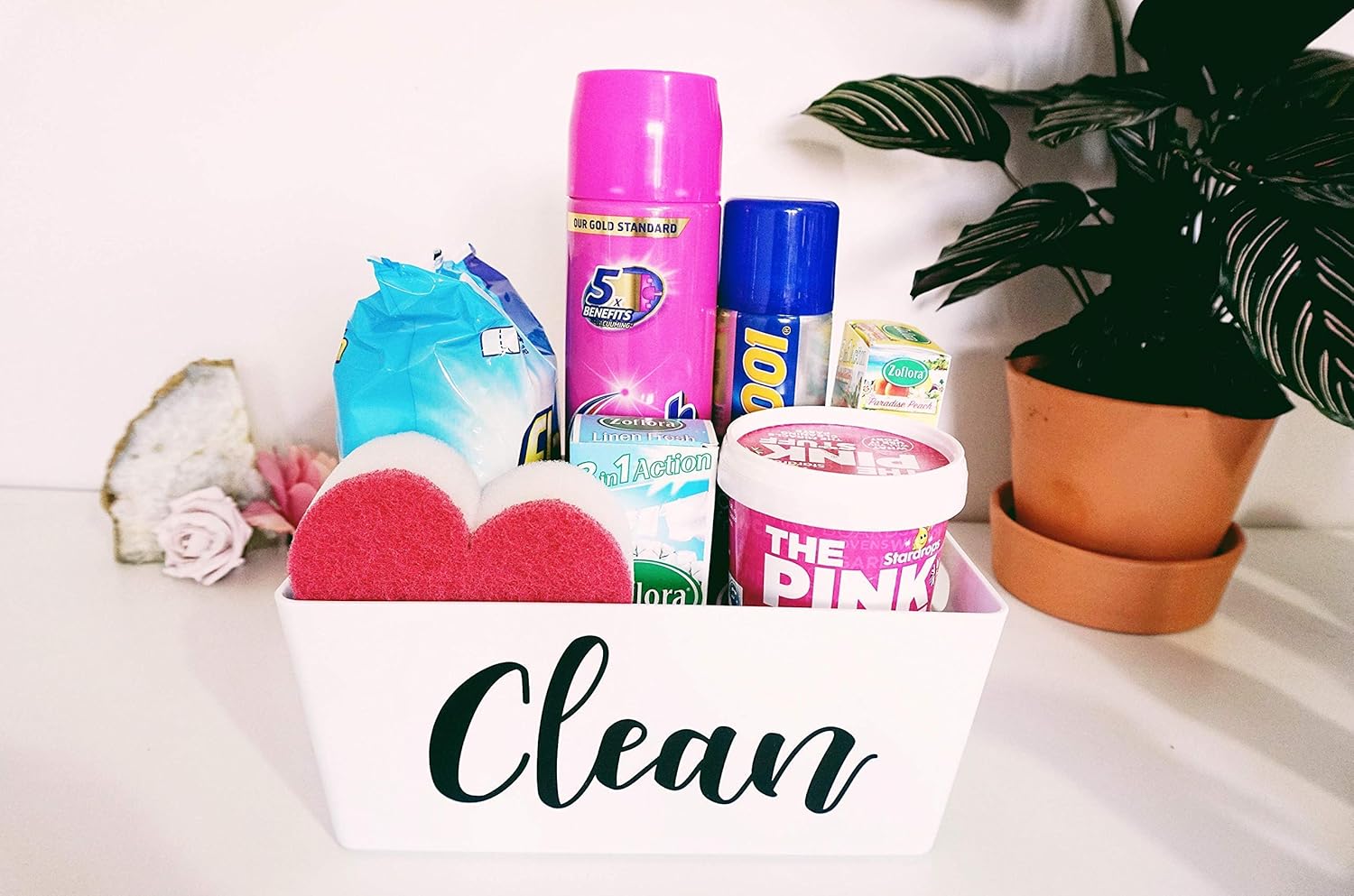 Personalised Cleaning Storage Box (Black), Mrs Hinch Inspired, Cleaning Caddy For Bathroom