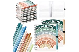 Thenshop 40 Pcs Bulk Mental Health Awareness Items Self Care Gifts Positive Affirmation Journals & Pens Inspirational Spiral Notebooks for Boss Employee Staff Coworker Student Teacher (Rainbow)