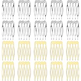 20PCS 5 Teeth Small Tiny Metal Side Hair Combs French Sides Comb Small Hair Side Comb Plain Blank Crafting DIY Slide French Teeth Hairs Combs for Women Wedding Bridal Veil