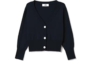 UELoop Girls Cropped Cardigan Sweater [Cute Petal Buttons] 3/4 Sleeve Short Cardigan for Dress