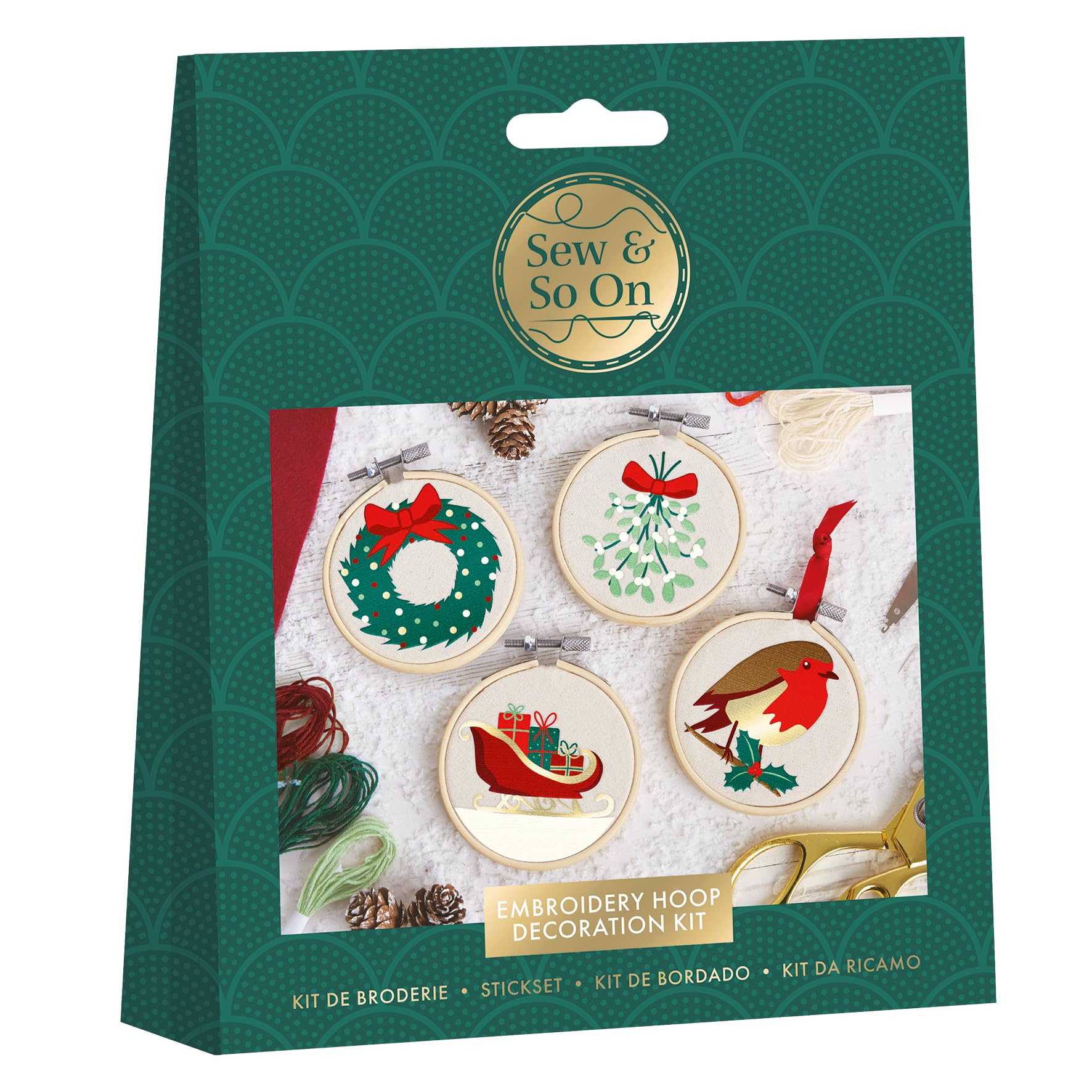 Sew & So On Embroidery Craft Kit, Merry and Bright Includes All Craft Accessories Needed Ideal DIY Adult and Older Kids Craft Kits, Makes A Great Craft Art Gift, Use for Christmas Home Decor