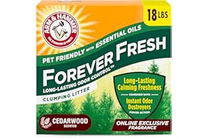 Arm & Hammer Forever Fresh Clumping Cat Litter Cedarwood, MultiCat 18lb, Pet Friendly with Essential Oils