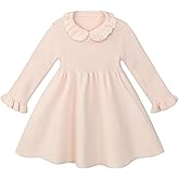 AlisOker Toddler Baby Girls' Long Sleeve Dresses Ruffle Ribbed Knit Sweater Dress Fall Winter Clothes Outfits 6M-5T
