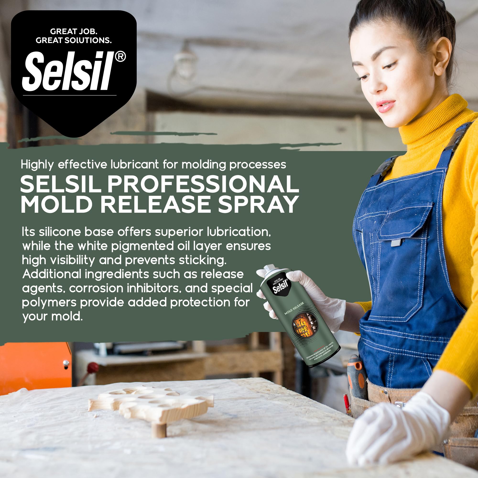 SELSIL Silicone Mold Release Aerosol Spray (13.5 fl oz) Professional Resin Mold Releaser, Non-Stick, Fast-Drying & Easy Mold Removal, (Pack of 1)