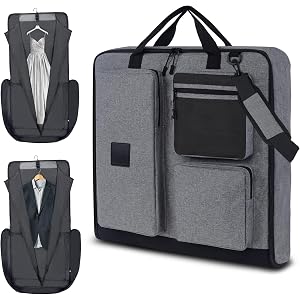 OPOALO Garment Bag 45", Suit Bag with Shoulder Strap, Waterproo, Grey | 2-in-1 Convertible | Shoe Compartment | Wrinkle-Free