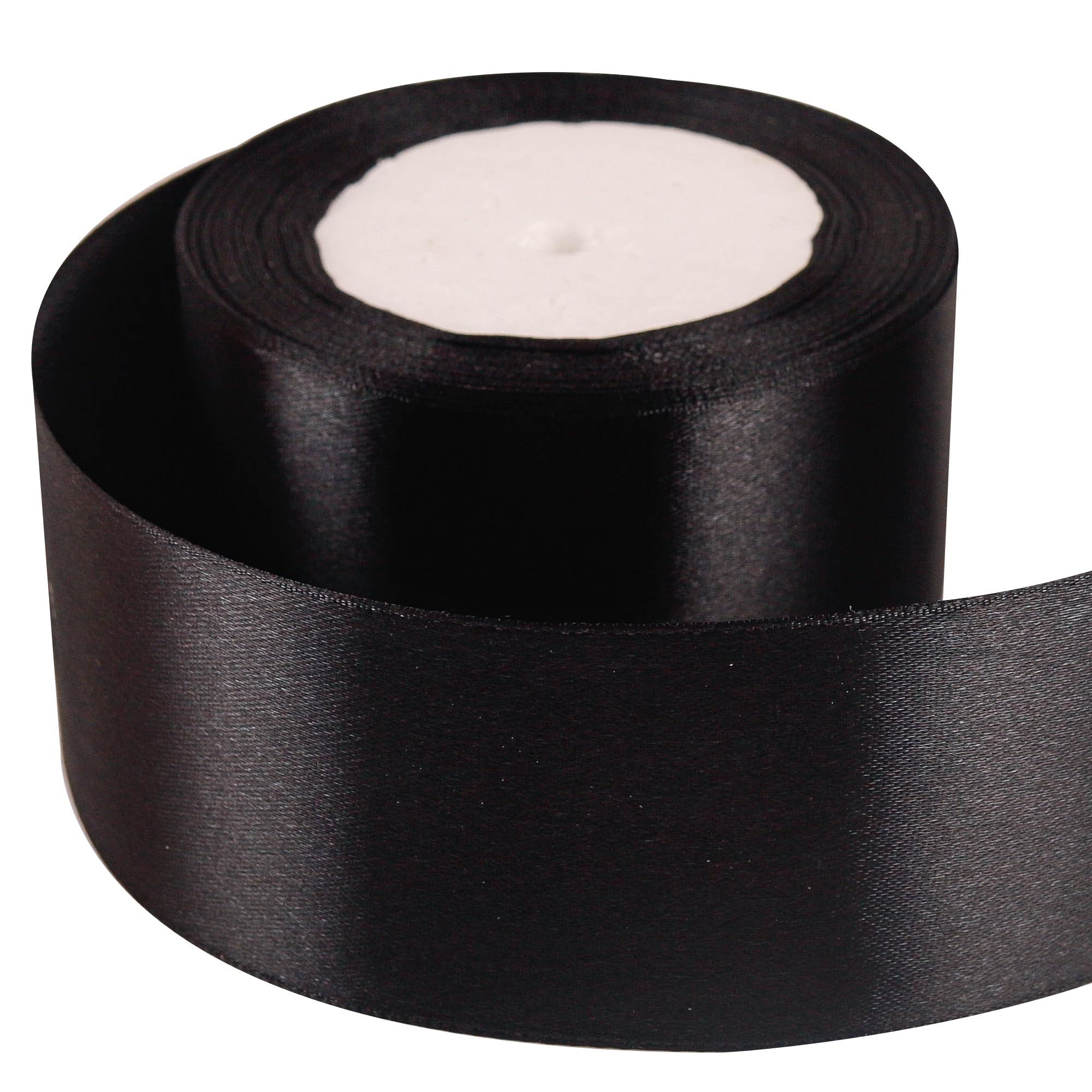50mm Black Ribbon for Gift Wrapping 22M,Black Satin Ribbons Fabric 50mm Thick for Crafting Hair Bow Christmas Polyester Ribbon Cake Wedding Party Balloon Car Ribbons Decoration