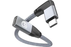 UseBean Right Angle USB C Extension Cable 0.6FT, 90 Degree USB-C 3.2 Gen2 20Gbps Male to Female 4K Video Cord, L-Shape Type C