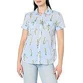 Nautica Womens Button Front Short Sleeve Camp Shirt