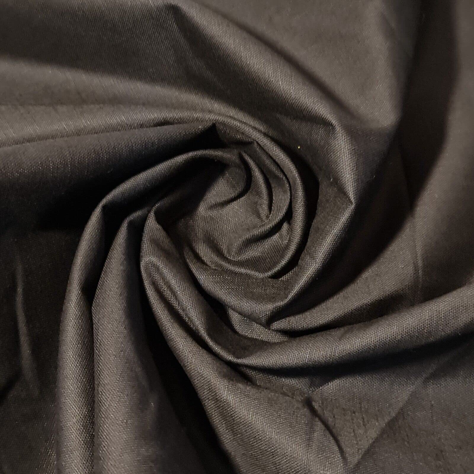 100% Cotton Rich Linen Poplin Dress Craft Fabric Material 58'' - 150 cm Wide Sold As 1 Meter Pre - Cut Lengths (Available in 13 Colours) (Jet Black), IN10