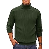 Cotrasen Men's Knit Turtleneck Sweater Ribbed Long Sleeve Solid Pullover Sweater Casual Winter Thermal Sweater Tops