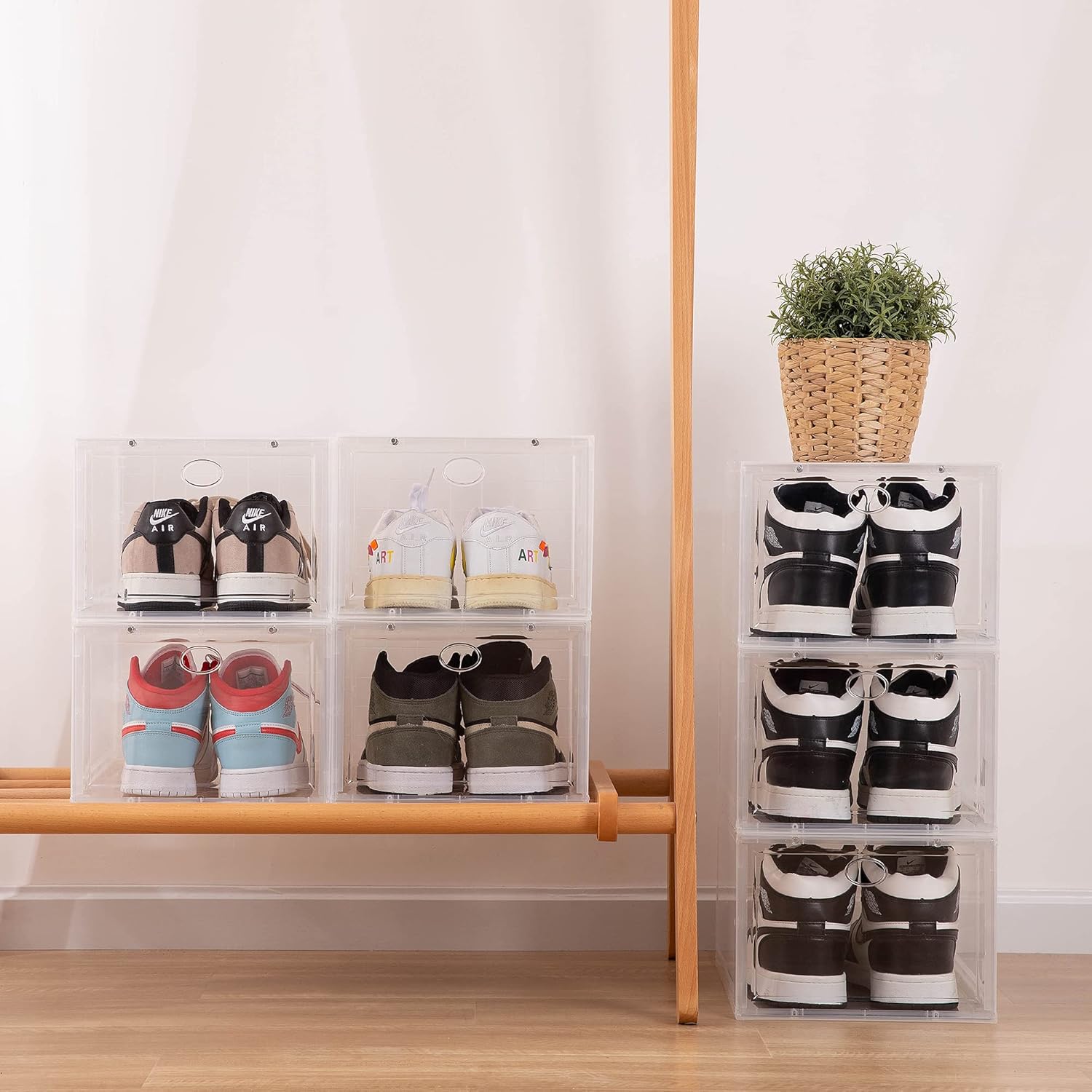 SOGOBOX Drop Front Shoe Box,Set of 6,Shoe Box Clear Plastic Stackable,Shoe Containers with lids,Shoe Storage Box and Shoe Organizer for Display Sneakers,Fit up to US Size 12(13.8”x 9.84”x 7.1”) Clear: Home Improvement