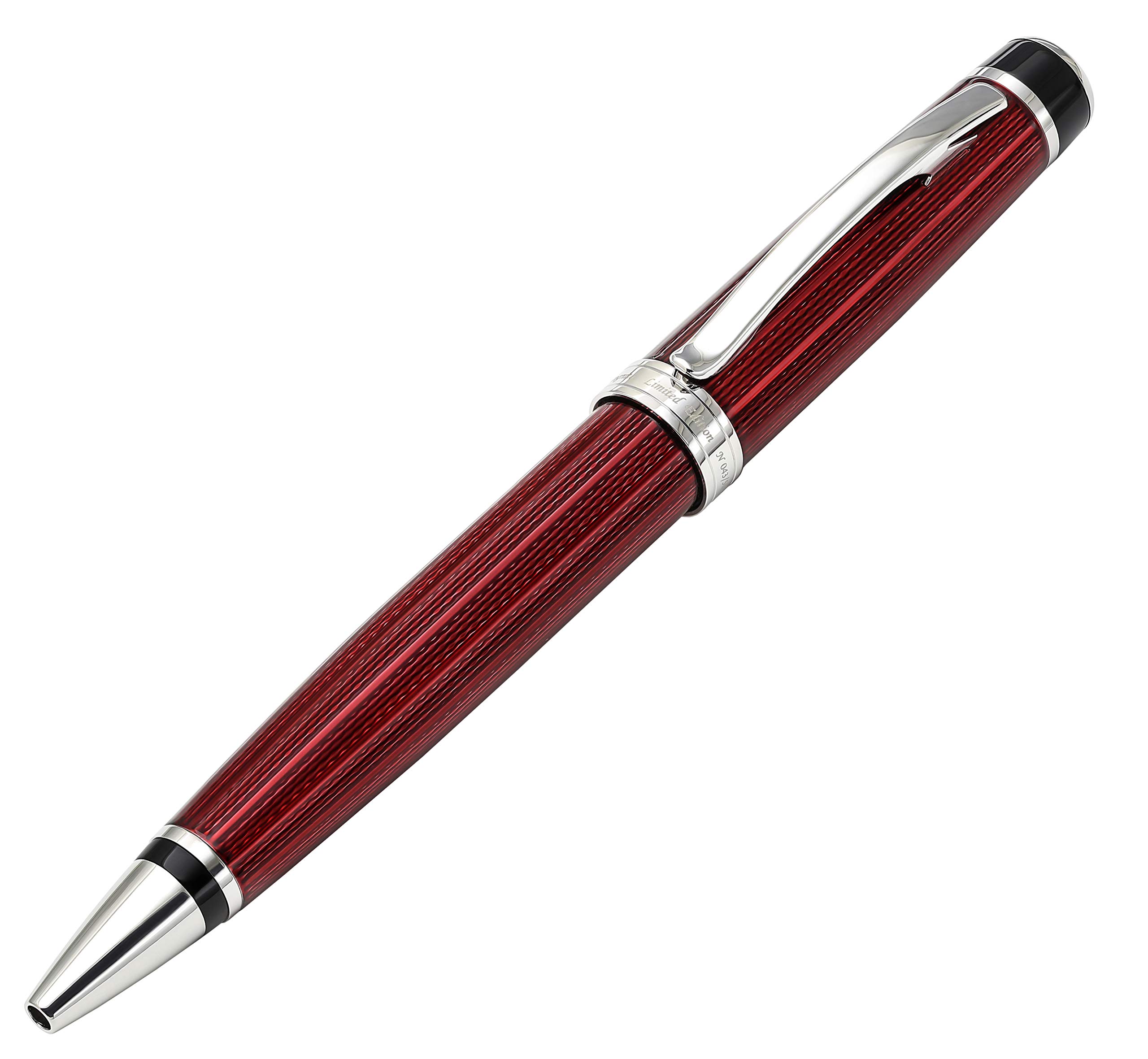 Xezo Incognito Twist Action Ballpoint Pen, Medium Point. Burgundy Red Lacquer with Pure Platinum Plating. Handcrafted, Limited Edition, Serialized