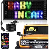 RAYHOME Full Color Double Row Devil Eyes Light Sign, 17''x6.3'' Flexible 5V/2A Bluetooth APP Control LED Signs Custom Text Message Pattern Programmable LED Display for Car Store.