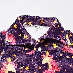 Jxstar Plush Fleece Pajamas for Girls Star Unicorn