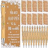 AIOMOB 25 Sets Christmas Employee Appreciation Gift Pens Inspirational Bamboo Ballpoint Pen with Thank You Greeting Card Bulk for Winter Christmas Teacher Coworker Employee Volunteer Nurse Team