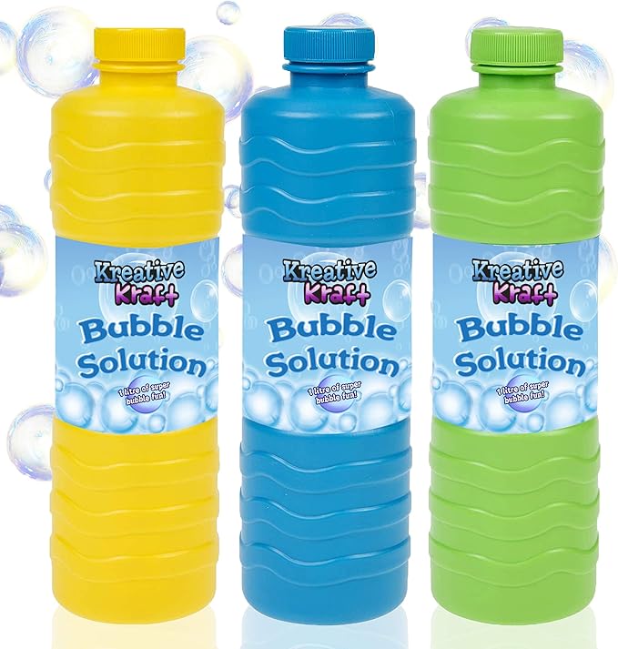 KreativeKraft Liquido Pompas de Jabon, Pack de 3 Botellas para Hacer Burbujas de Jabon Niños KreativeKraft Liquido Pompas de Jabon, Pack de 3 Botellas para Hacer Burbujas de Jabon Niños