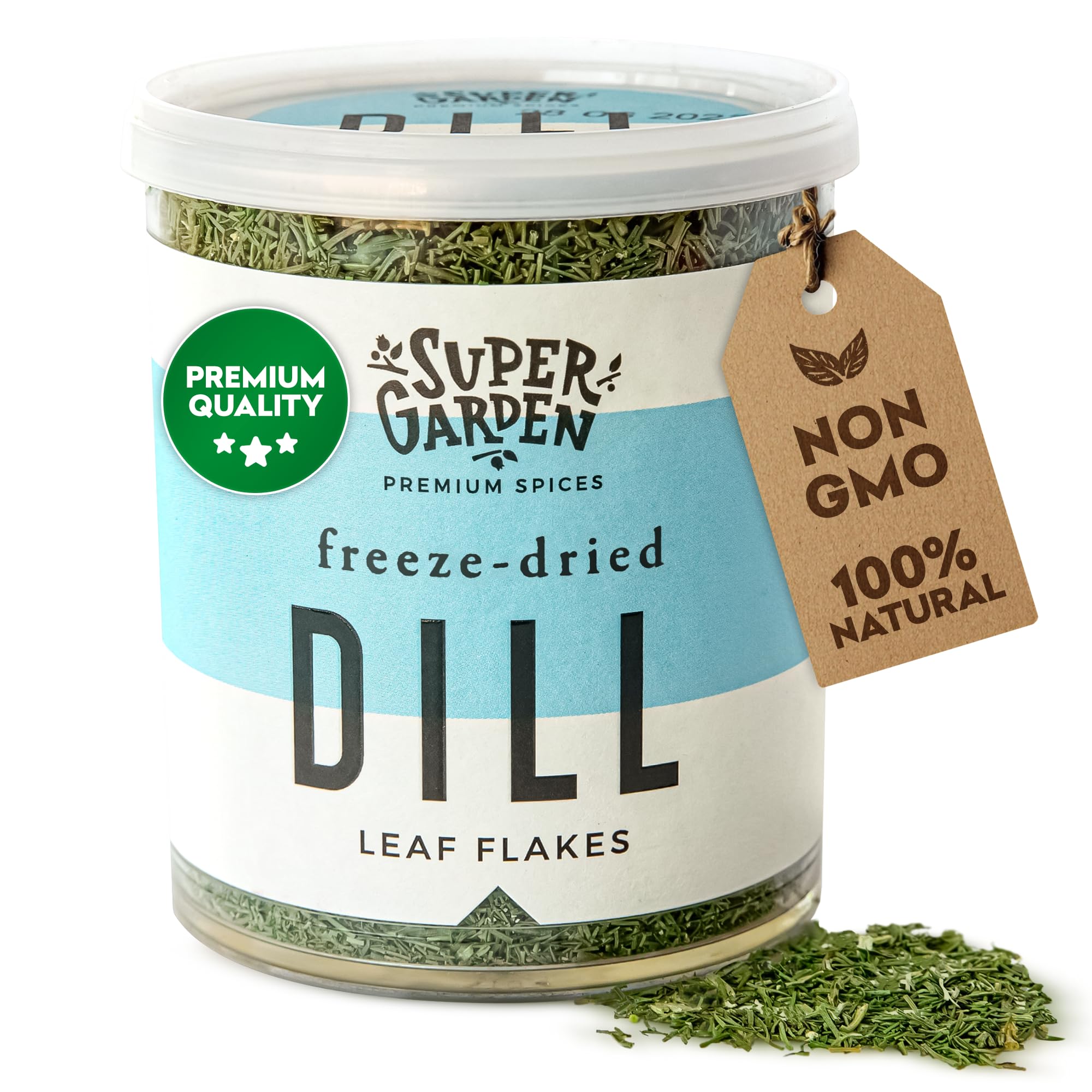 Super Garden Freeze Dried Dill - Natural Aromatic Herb for Cooking, Sauces & Pickling - Rich in Vitamins A & C, Antioxidants - Pure Seasoning without Additives or Preservatives - 20g