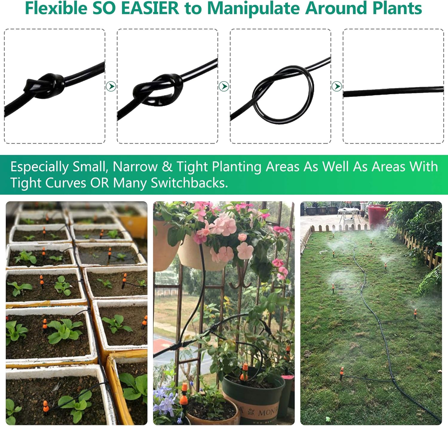 EOX 1/4 Inch Drip Irrigation Tubing, 50Ft Irrigation System Hose Quarter Inch Drip Line 4mm/7mm 45 Psi in. 25" Blank Misting Tubing Poly Vinyl Mister Sprinkler Hydroponic Arigation Garden Tubing Tape : Garden & Outdoor