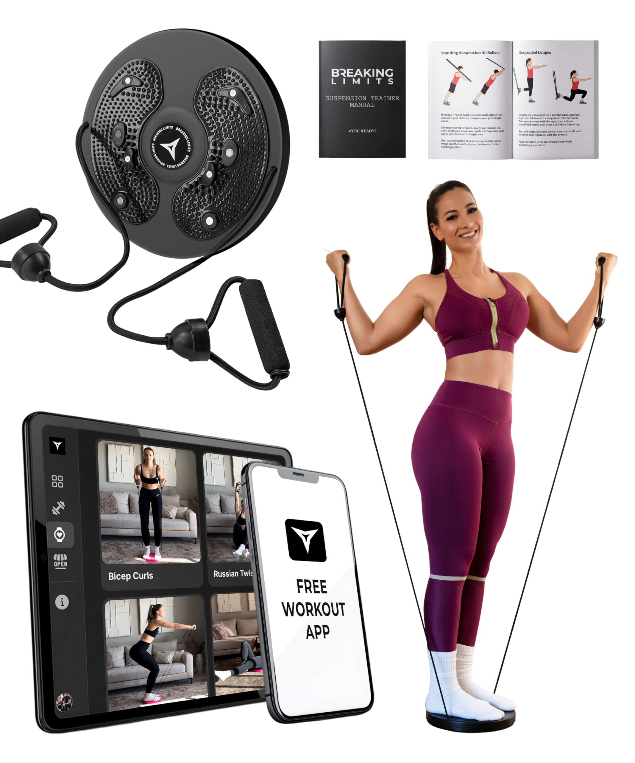 Breaking Limits Waist Whisper - Waist Twisting Disc - Waist Whisperer Twisting Board - Body Shaping Sculptor Exercise Disc with Handles - Twist Board for Abs, Legs & Hips