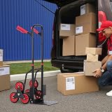 DURHAND Stair Climbing Hand Truck 120 kg Steel Foldable Trolley Red view 7