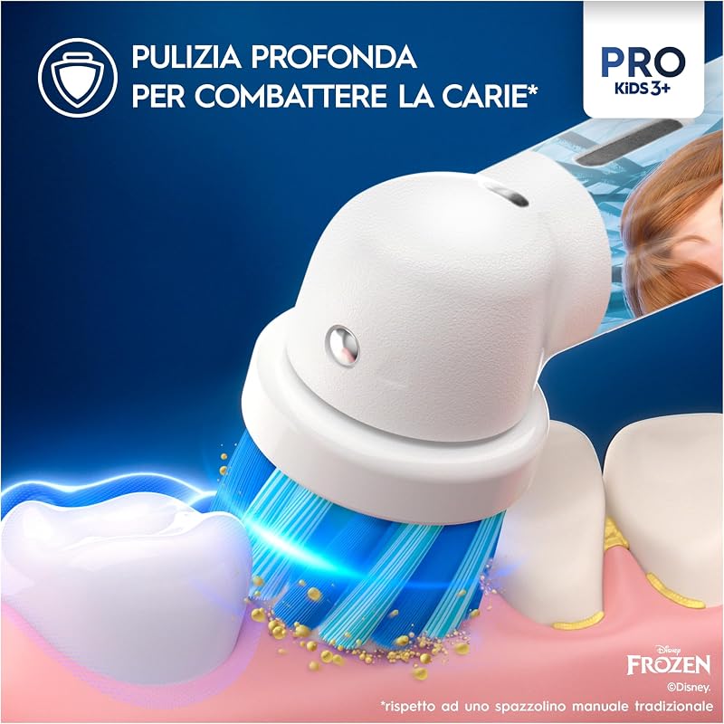 Spazzolino Elettrico Ricaricabile Pro Kids Frozen, 1 Testina, per Bambini da 3 Anni in Su, 1 Spazzolino