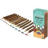 BSIRI Professional Coloring Pencils Assorted-Stick Twig Outdoor Colored Wooden Pencil Tree for Child Camping Decorations Color Wood, Colored Pencils Wedding Decorations (3 Inch Long)