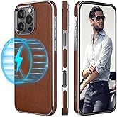 LOHASIC for iPhone 16 Pro Max Case Leather, Luxury Soft Phone Cover Compatible with MagSafe Accessories, Classic Designer iPhone 16 Pro Max Magnetic Case for Men, Brown