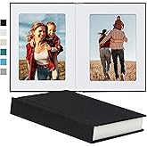 Pssoss Photo Album 5x7 with Writing Space Linen Cover 5x7 Photo Album Book Holds 20 Photos Ideal for Wedding Theme-Album and Baby Photo Albums (Black,20 Pockets)