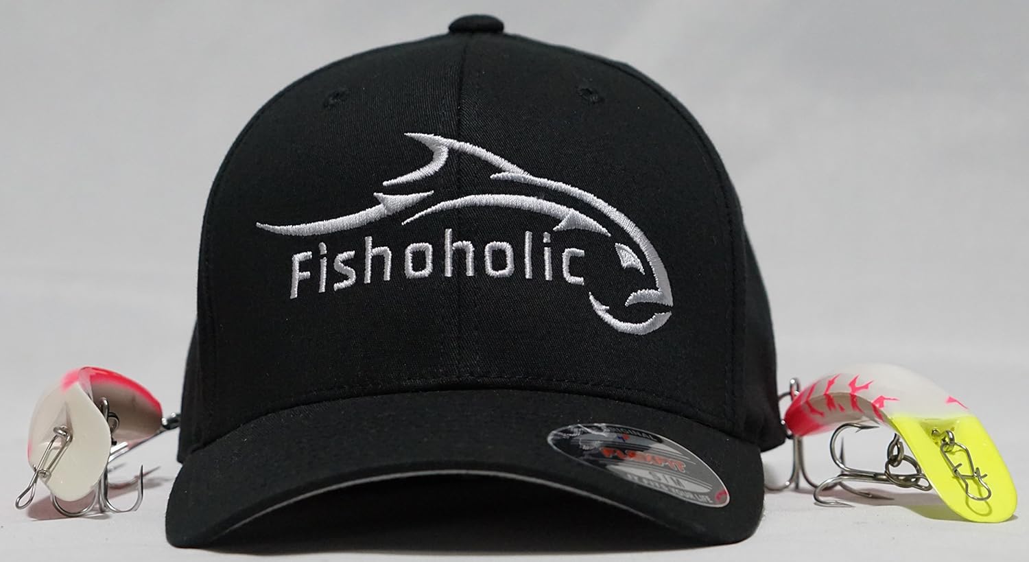 Fishoholic Baseball Fishing Hat 6 Colors /& 3 Sizes. Angry Fish Logo