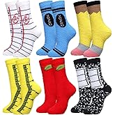 Glitopper 6 Pairs Valentine Teacher Appreciation Gift Fuzzy Socks for Women Fluffy Socks Soft Novelty Teacher Warm Fleece Plush Gift for Winter Sleeping Home Party Supplies