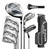 1GoTo-G 9 Pieces Golf Clubs Set for Men - Complete Mens Golf Clubs Full Set Right/Left Handed Includes Stand Bag with Rain Hood, 1# Drive, 5# Hybrid 5# 7# 9# PW# Irons and Putter