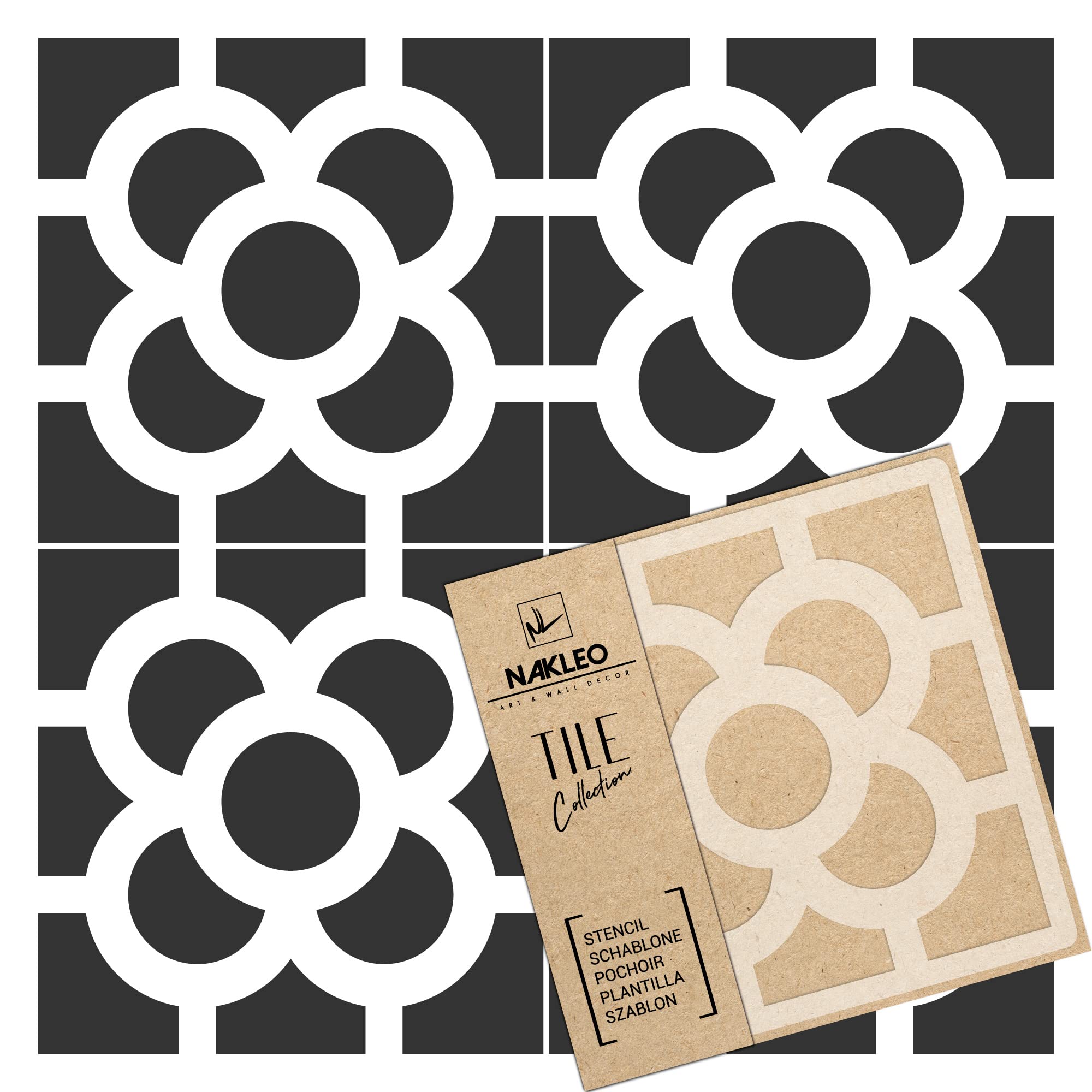 NAKLEO Tile Painting Stencil 20x20 cm, Ravenna Jetel Floral Ornament, Plastic Reusable Template, Home Decor Craft DIY, Floor Concrete Patio Wall - Terracotta